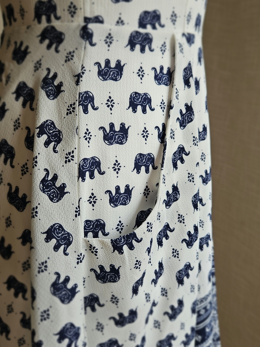 L.A. SOUL Elephant Print Sleeveless Sun Dress Blue White Paisley Border Size S - Picture 5 of 16